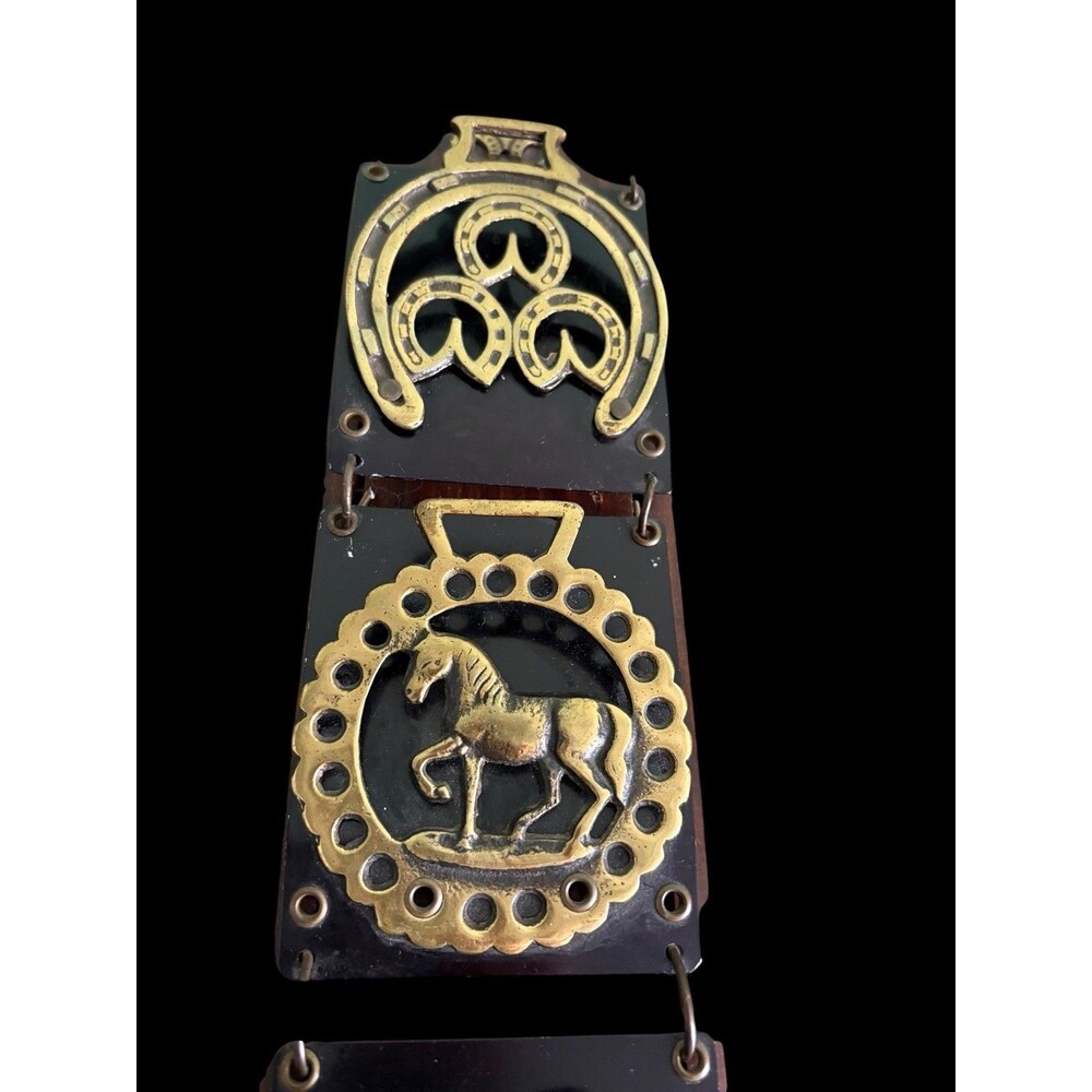 Vintage Horse Wall Rack Brass Tone Equestrian Decor Tie Belt Holder - Picture 5 of 10
